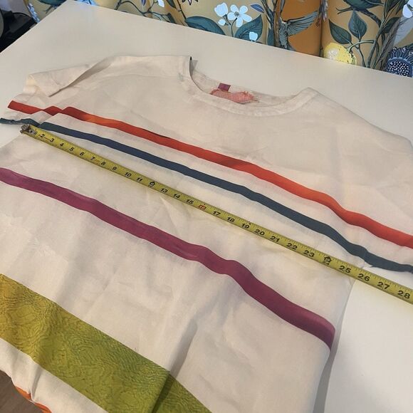 YUVITA Women’s Sz M Linen Dress Flared Lagenlook Boho Coastal Artsy Abstract - Picture 9 of 10